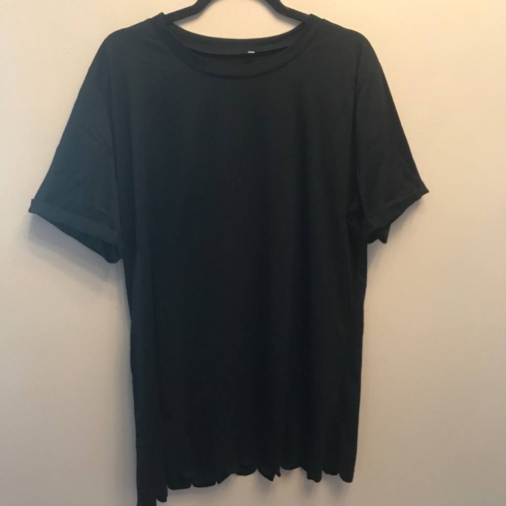 Oversized Scallop-edged Tee Shirt Dress